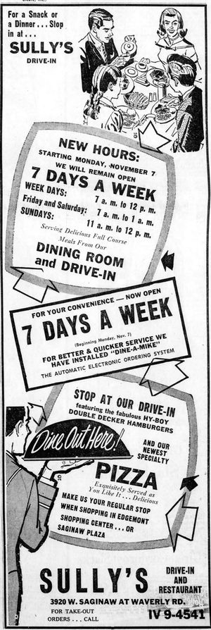 Sullys Drive-In - Nov 11 1960 Ad